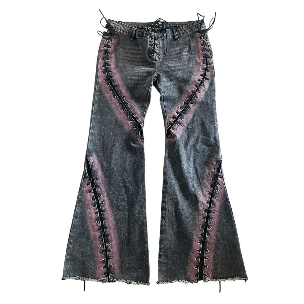 Dolls Kill Low Rise Lace Up Jeans